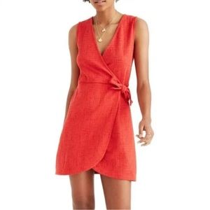 Madewell Texture & Thread Crosshatch Red Side Tie Sleeveless Dress